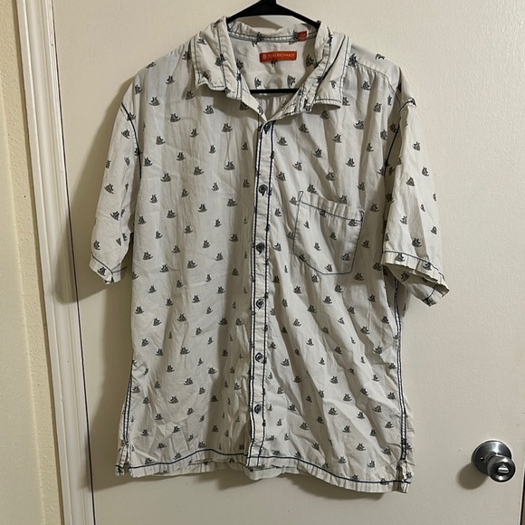EUC Tori Richard XL Sailboat Short Sleeve Button Down Shirt Nautical - Picture 1 of 5
